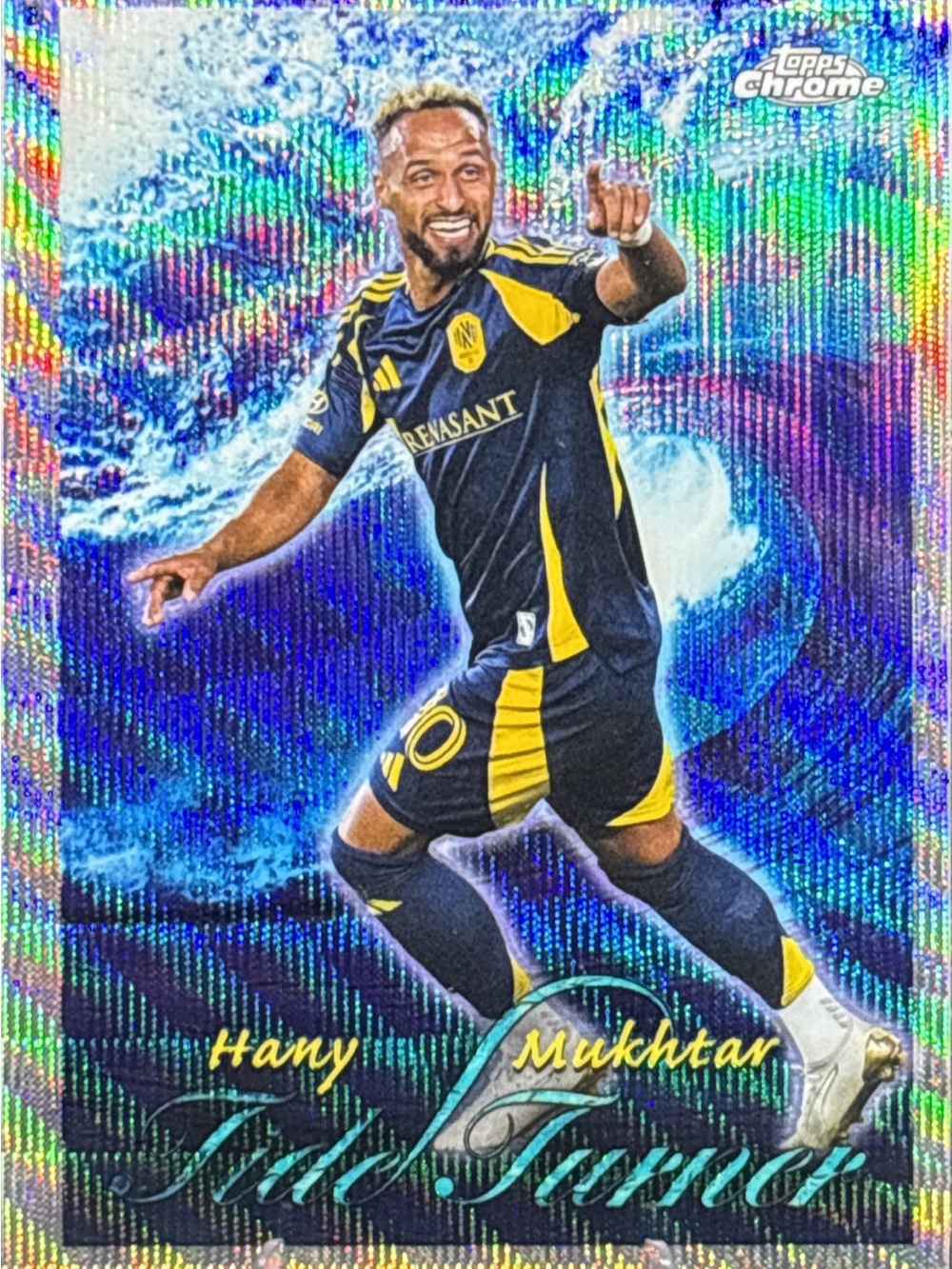 Topps Chrome Hany Mukhtar Soccer Card - Tide Turner Aqua Refractor